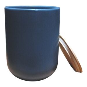 Ceramic Container with Wooden Lid Perfect For Tea Or Coffee Storage Blue Gray